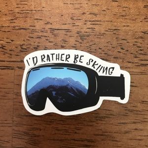 Mountain Scene in Ski Goggles Sticker
